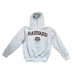 Harvard Unisex Sweatshirts Hoodie Size M Gray Long Sleeves Logo Casual